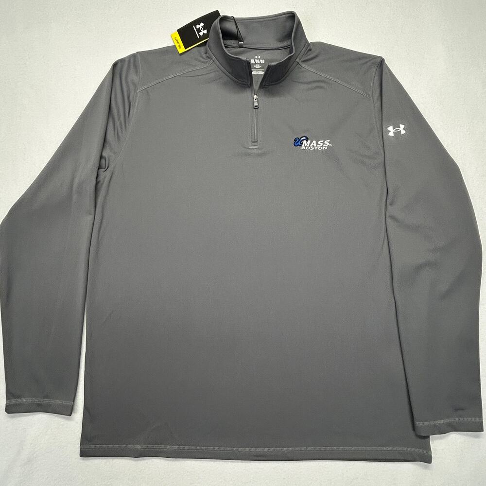 UMASS Boston NWT 1/4 Zip Under Armour Team Tech Mens XL Gray UPF50 LS Loose
